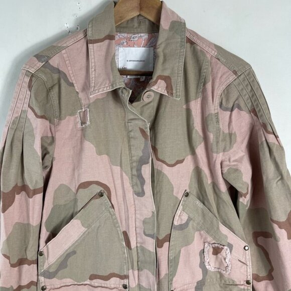 Anthropologie Lida Pink Camo Utility Jacket Size Medium Camouflage Coat Military - Picture 7 of 13